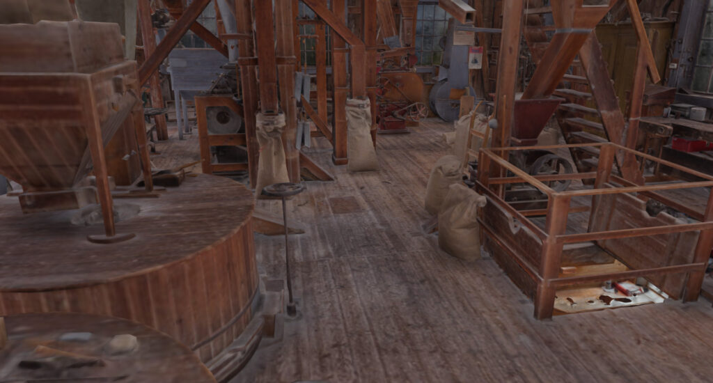 Skärmdump av 3D-modell, Hävla kvarn interiör